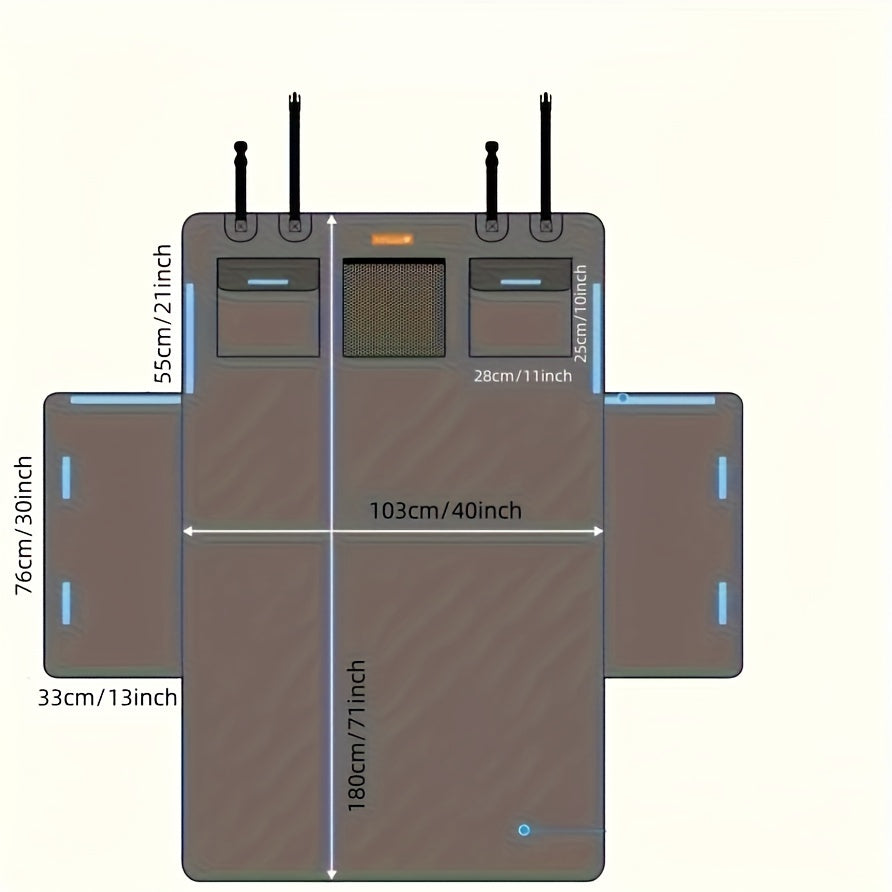 Sakrab o'tish uchun orqa o'rindiqni himoya qilish uchun saqlash cho'ntaklari bilan mustahkam suv o'tkazmaydigan uy hayvonlari avtomobil o'rindiq qoplamasi.