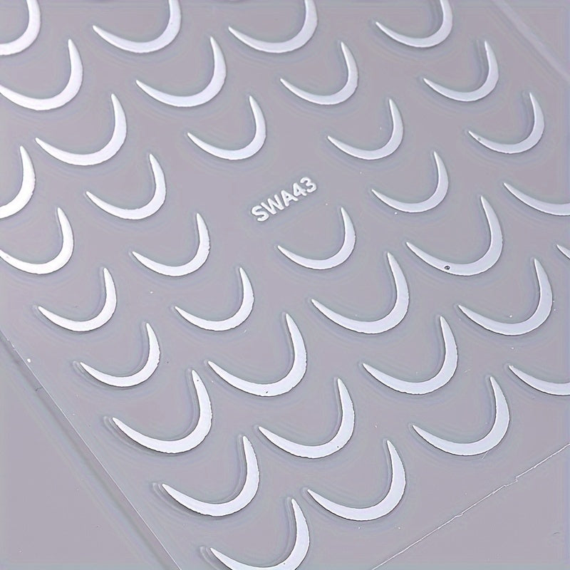 Pegatinas para uñas de mujer 3D luna creciente franjas francesas brillo plástico