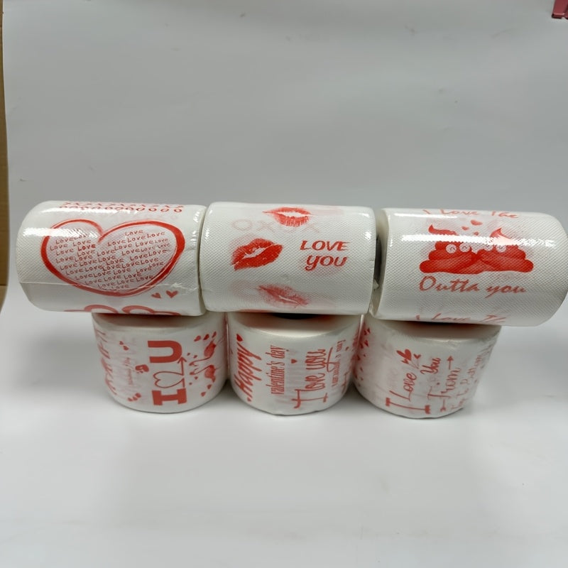 Set of 2 Whimsical Printed Toilet Paper Rolls with Birthday Wedding Valentine Themes