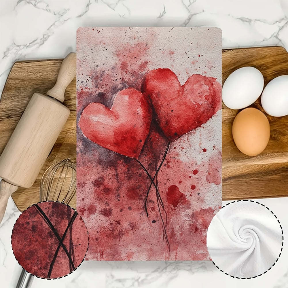 Valentine's Day Kitchen Towels Set 2 Coastal Design Absorbent Polyester 40x60 cm