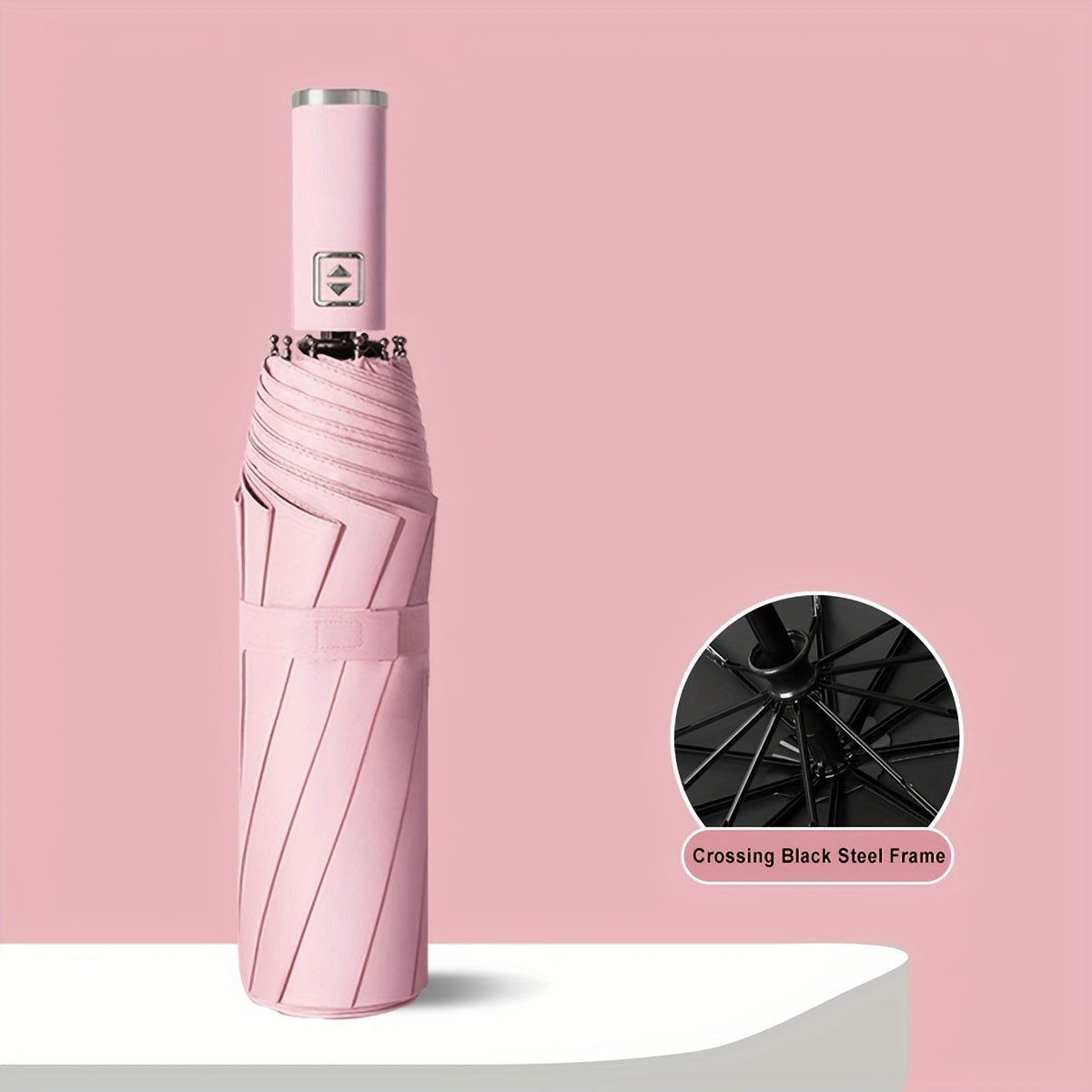 Avtomatik yig'iladigan soyabon, shamolga chidamli, UV himoyali, 10 tishli temir ramka, portativ sayohat uchun shiypon