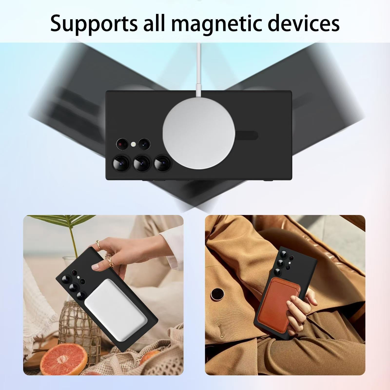 Матовая магнитная беспроводная зарядная крышка для устройств Galaxy с защитой объектива камеры из TPU