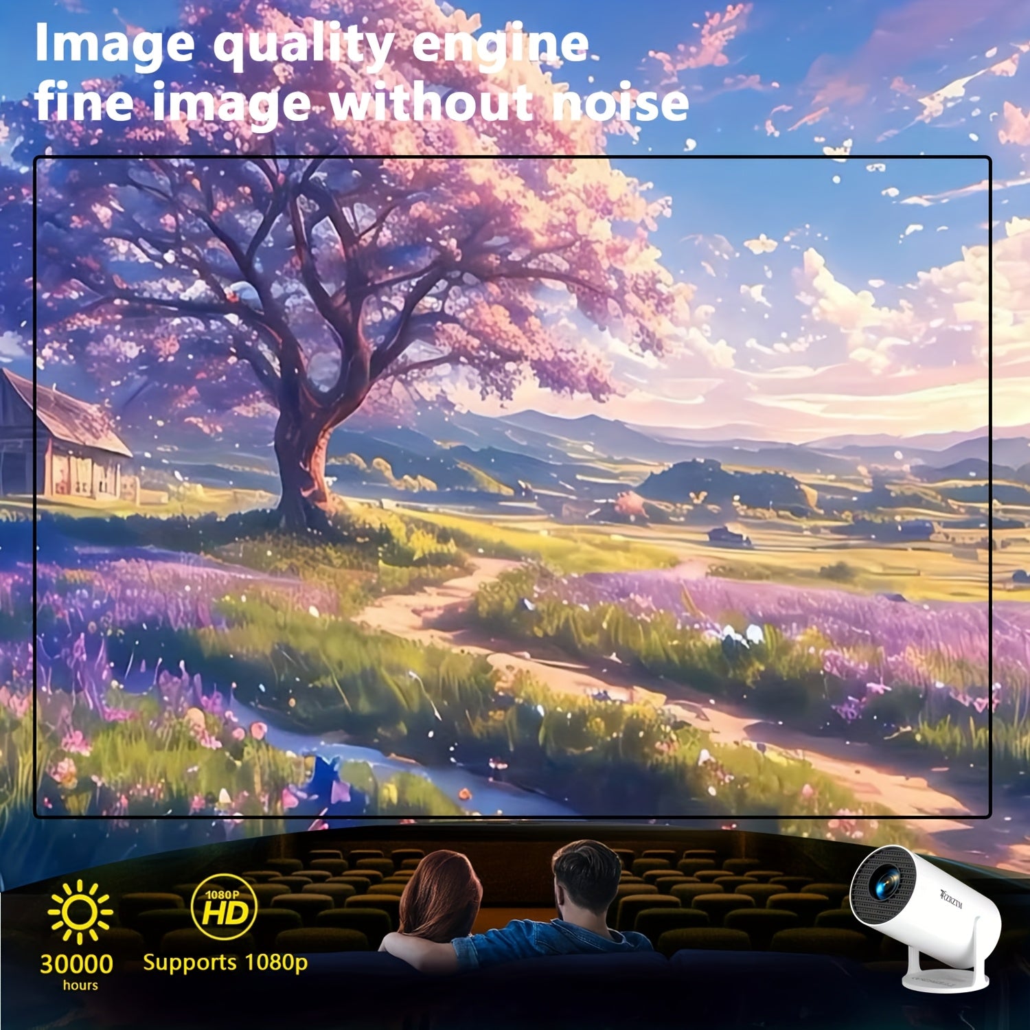 Portable Smart Projector With Auto Correction Wi-Fi HD 1080P