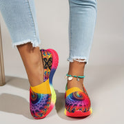 Women's Rainbow Tie-Dye Slip-On Sneakers Lightweight Casual Fabric Low Top