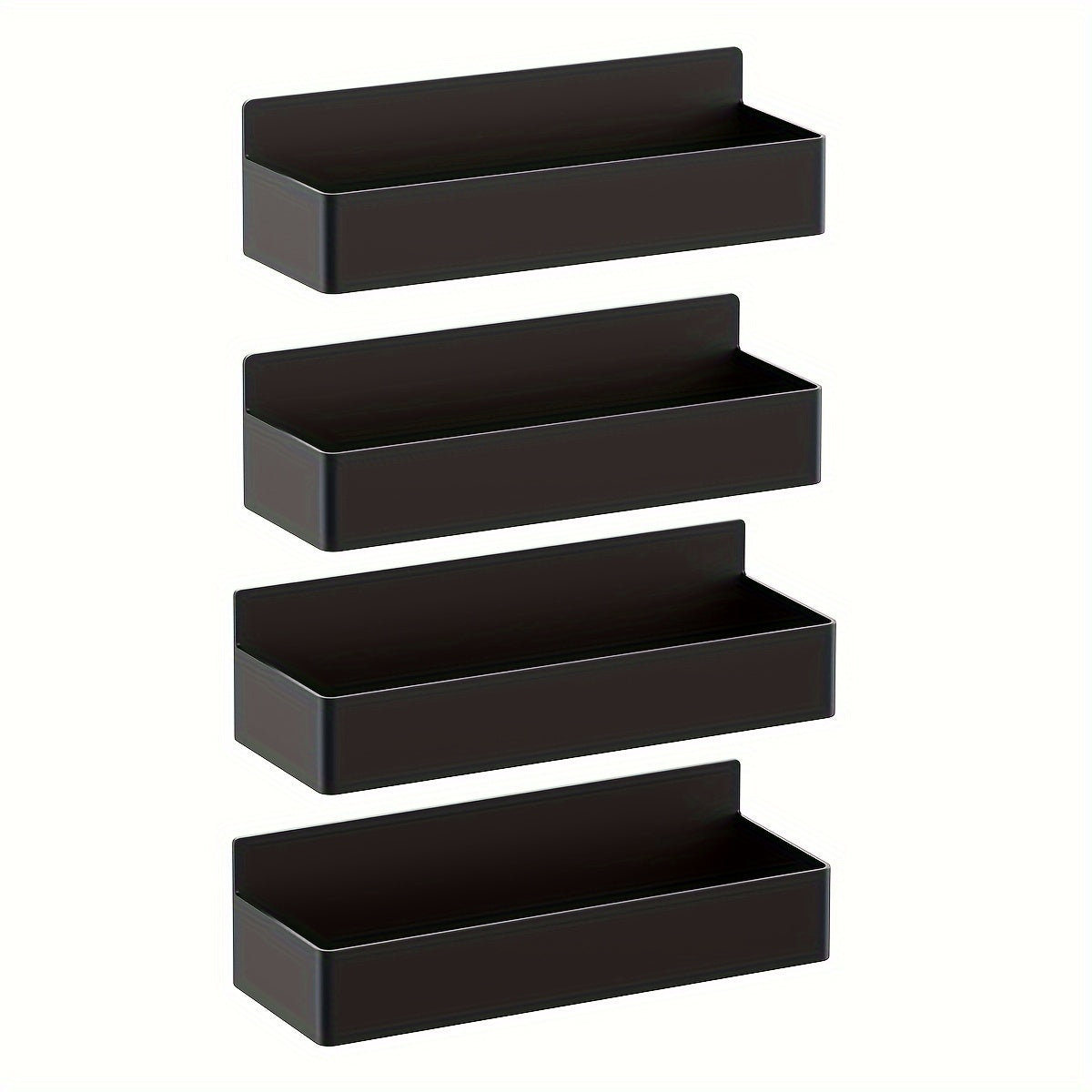 4PCS Magnetic Refrigerator Spice Racks Large Capacity Space-Saving Black