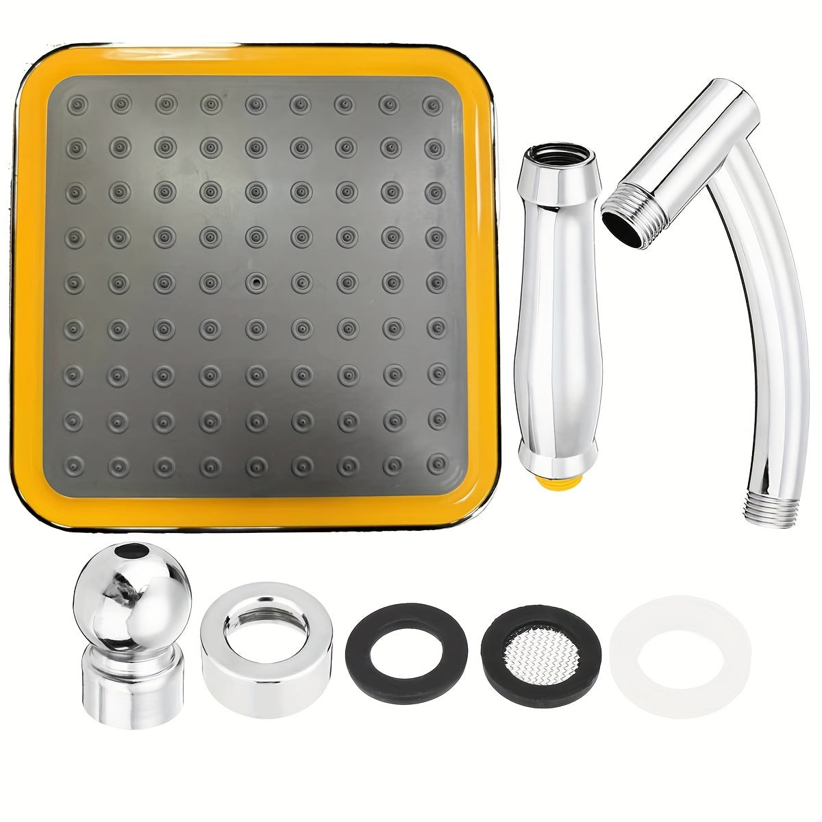 22.86 cm Chrome ABS Rainfall Shower Head Water-Saving Handheld Extension Arm Bathroom