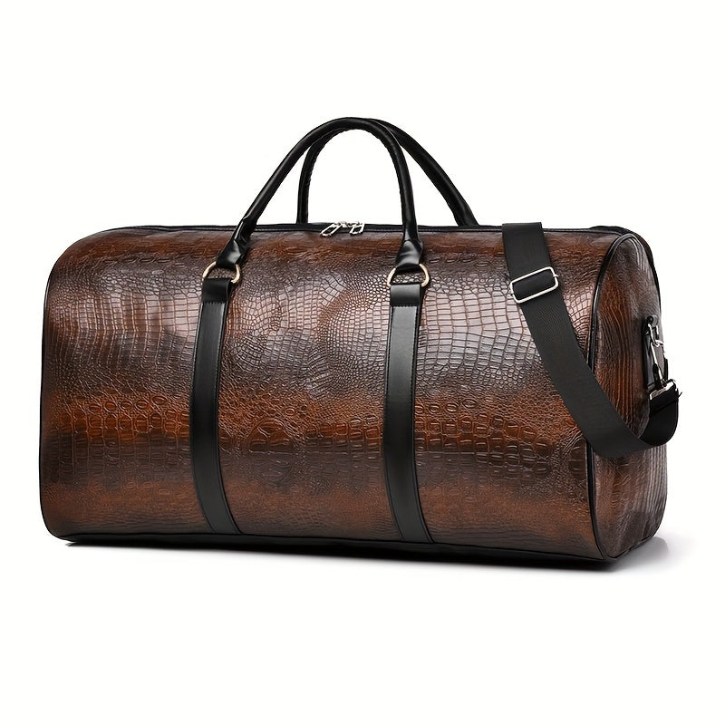 Unisex Vintage Crocodile Pattern Travel Bag Large Capacity for Vacation and Gifting