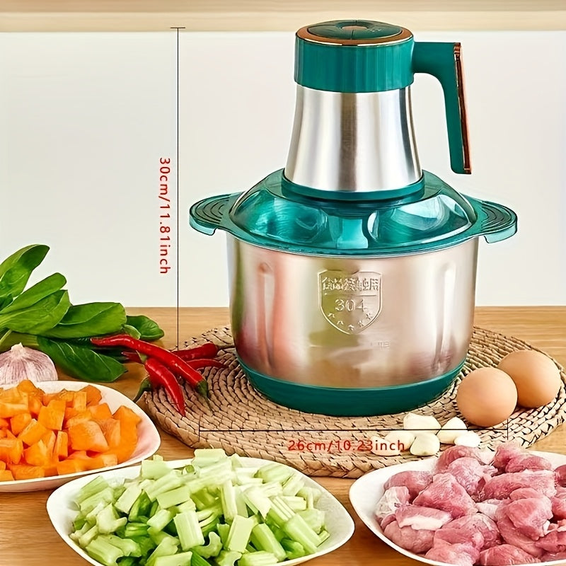 Procesador de alimentos de acero inoxidable de 5L con sistema de 6 cuchillas, molinillo de carne rápido, picador de verduras, 5 velocidades