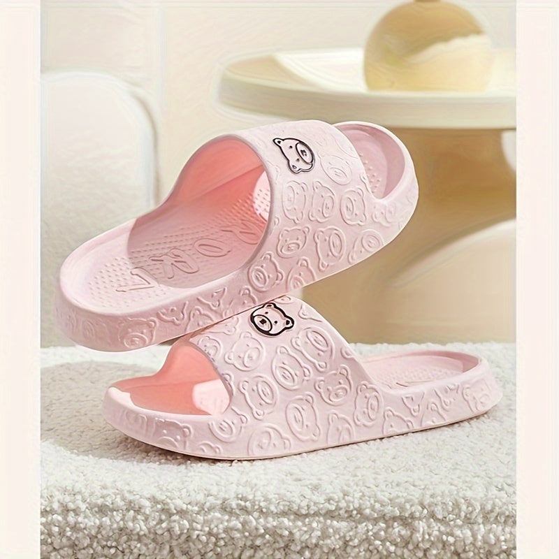 Унисекс шлепанцы с мультяшным медведем из EVA, мягкая подошва, нескользящие тапочки для пляжа и дома