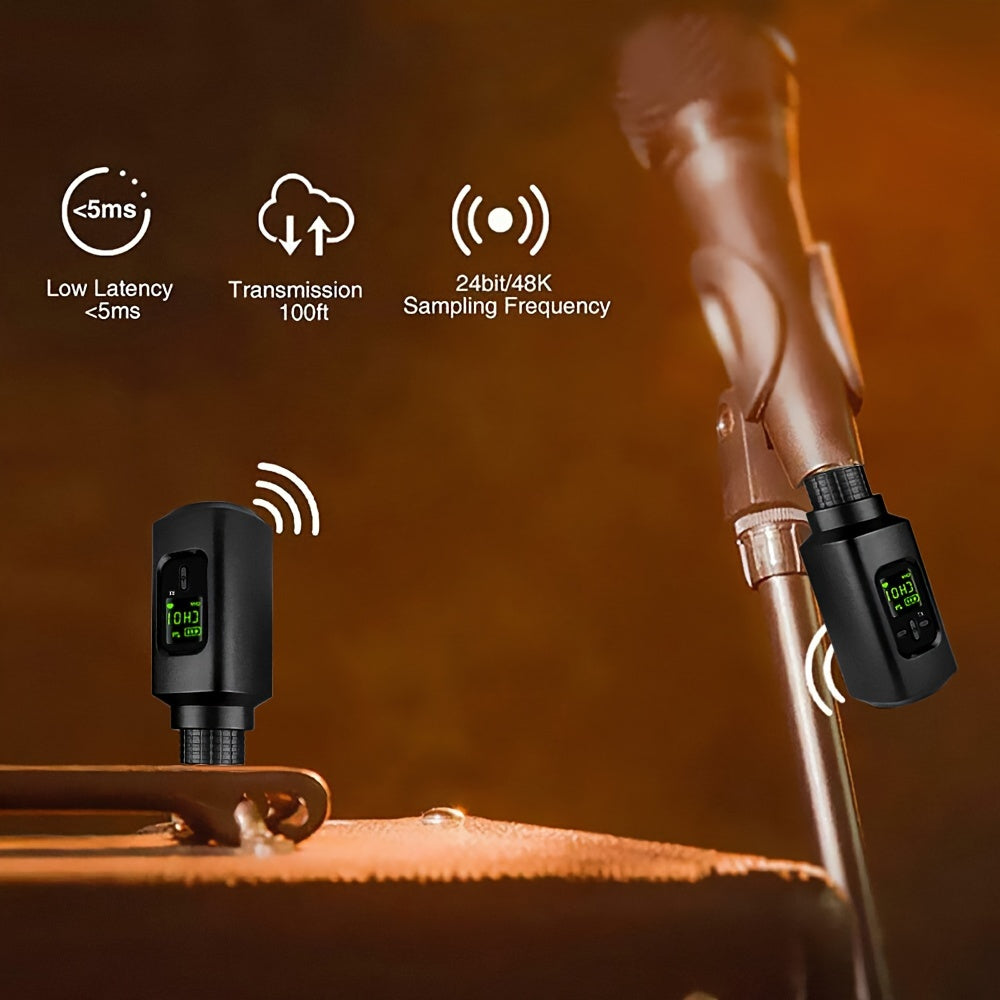 Wireless XLR Transmitter and Receiver with Guitar Microphone System for KTV Speech and Broadcasting