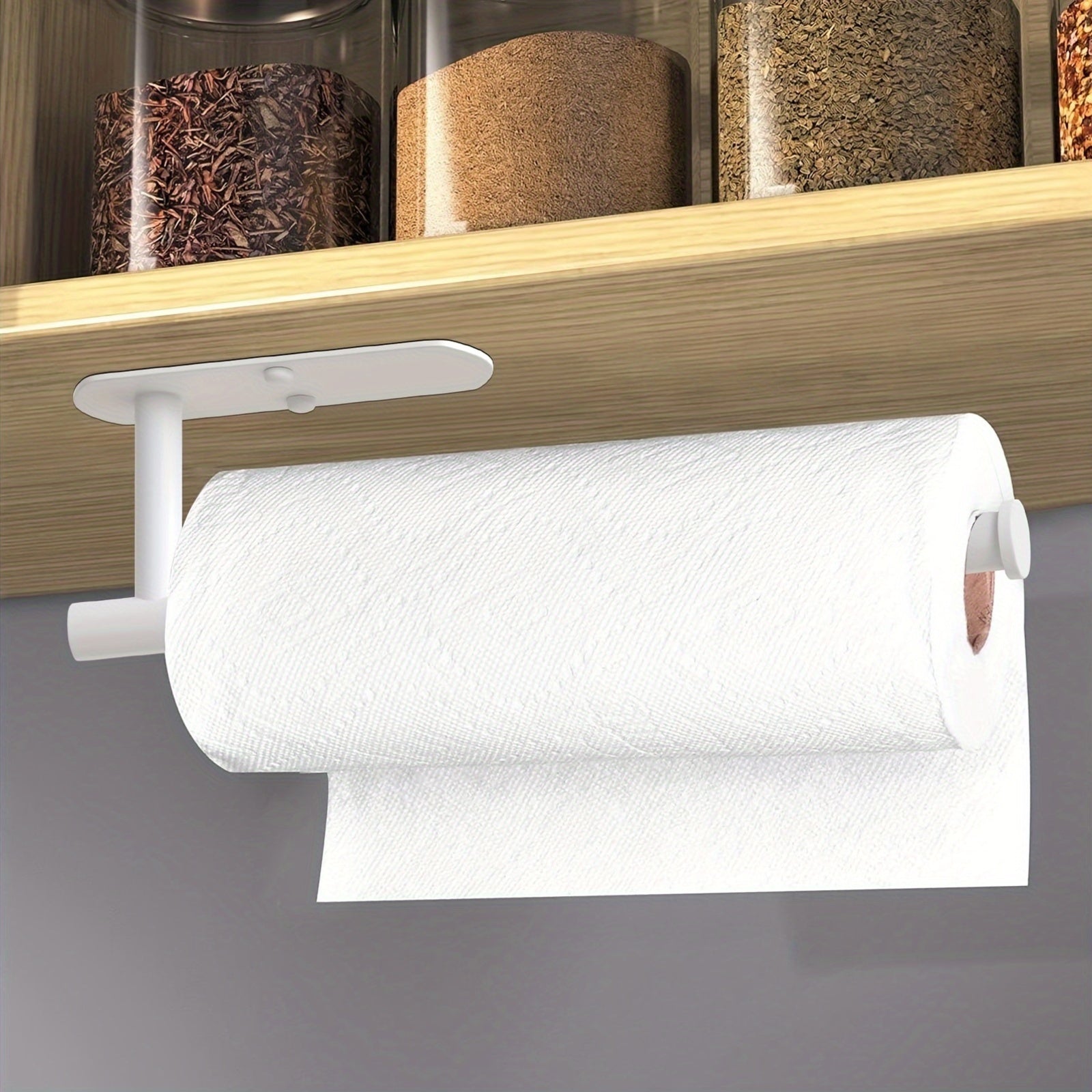 Kitchen Wall Mounted Paper Towel Holder Self-Adhesive or Perforated Wall Mount Organizer