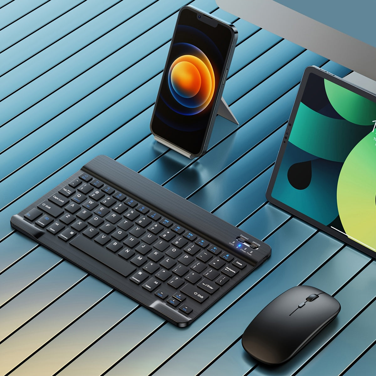 Wireless Rechargeable Ergonomic Keyboard for PC MacBook iPad Android Windows