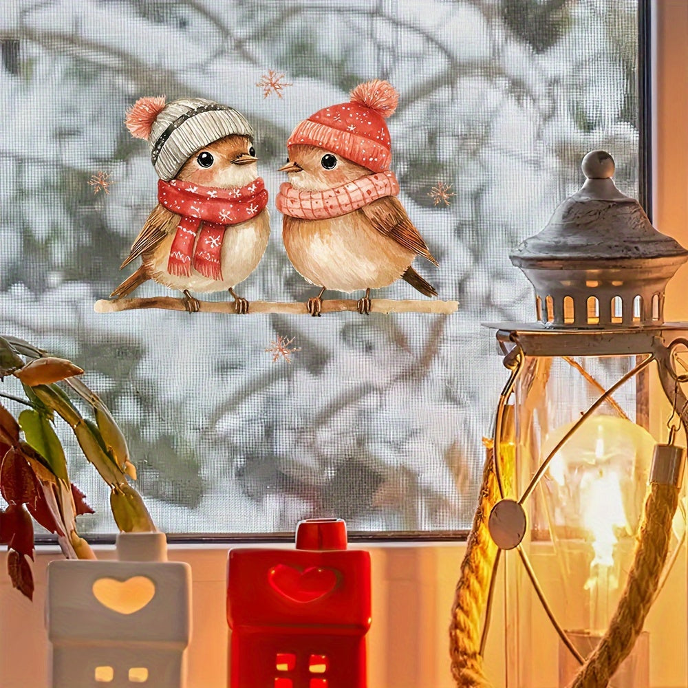 Festive Christmas Bird Window Cling Removable Reusable Decor
