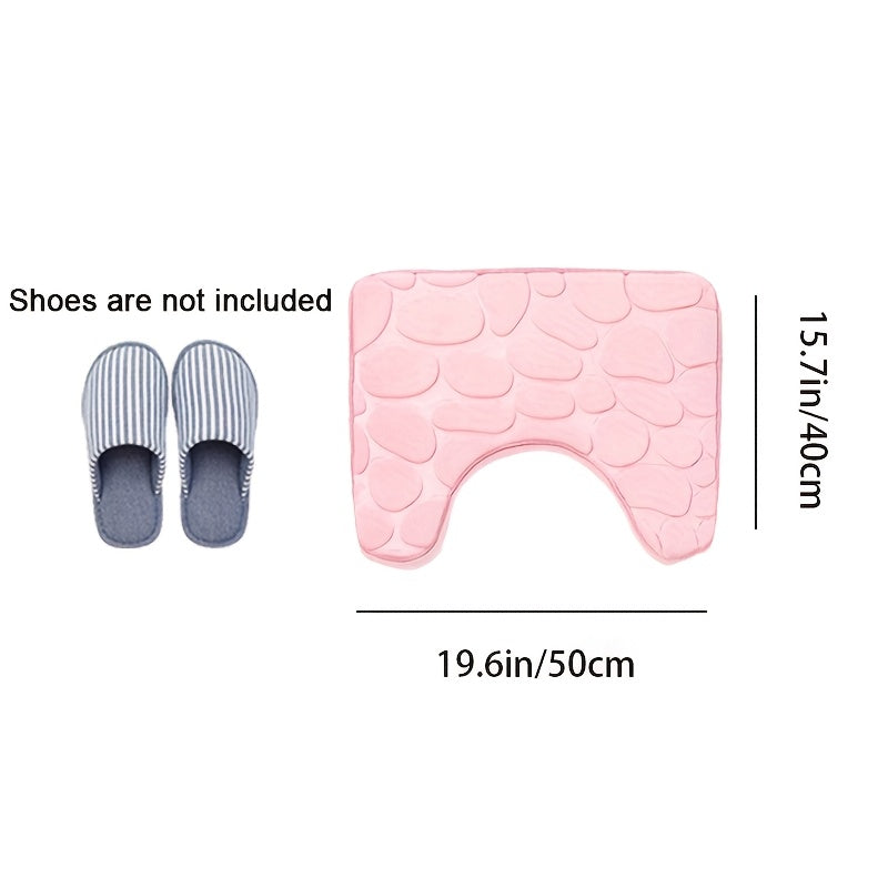 Set of 3 Plush Water-Absorbent Bath Mats with Non-Slip Rugs and Floral Design