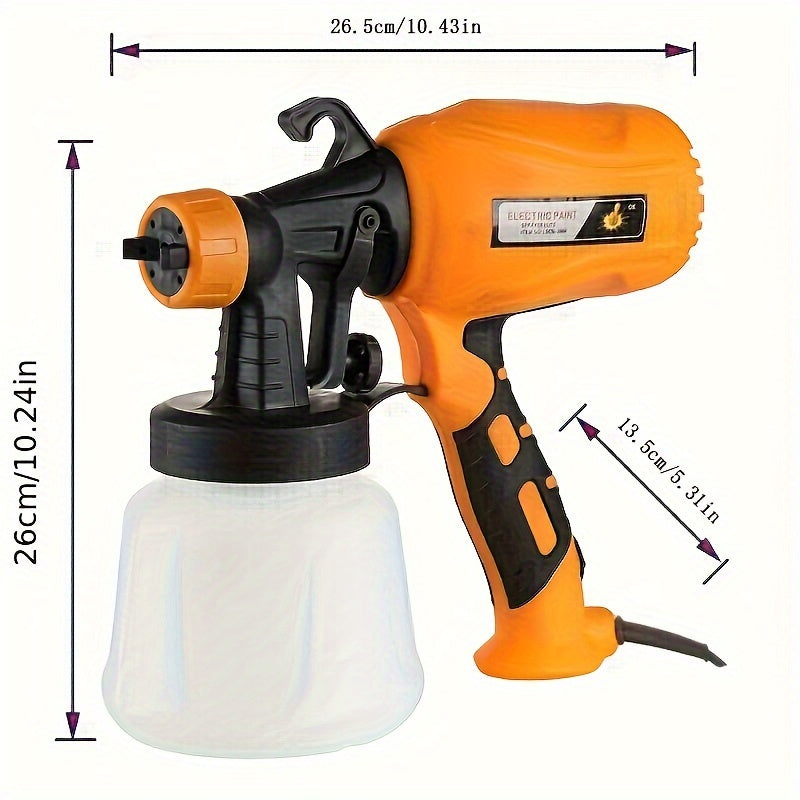 Portable Electric Spray Gun Kit Orange Black Adjustable Nozzle for Painting and Disinfection