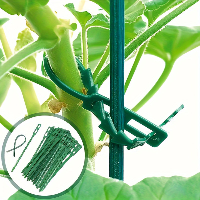 100 Pcs Green Plastic Plant Ties Garden Support Clips for Vines and Flowers