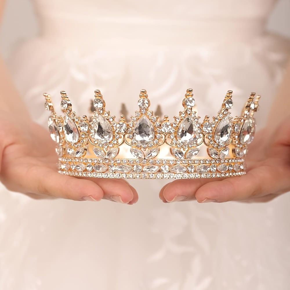 Round Crown Hair Accessory for Princess Bridal Wedding or Birthday