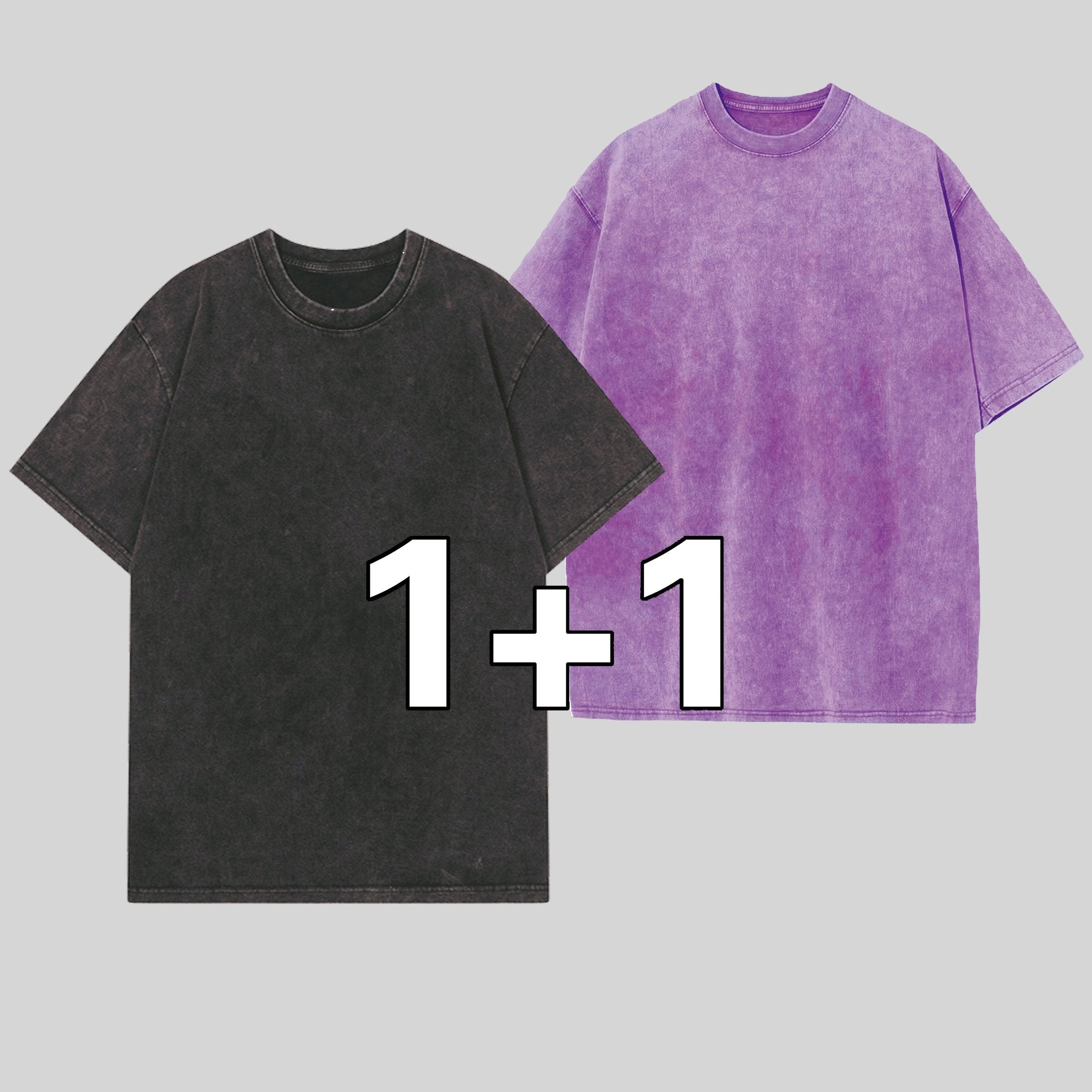 Erkaklar va ayollar uchun Retro 2-Pack og'ir paxta T-ko'ylaklar, cho'ziladigan, keng kesimli crew neck T-shirtdan iborat, yoz uchun tasodifiy qisqa yengli teplar.