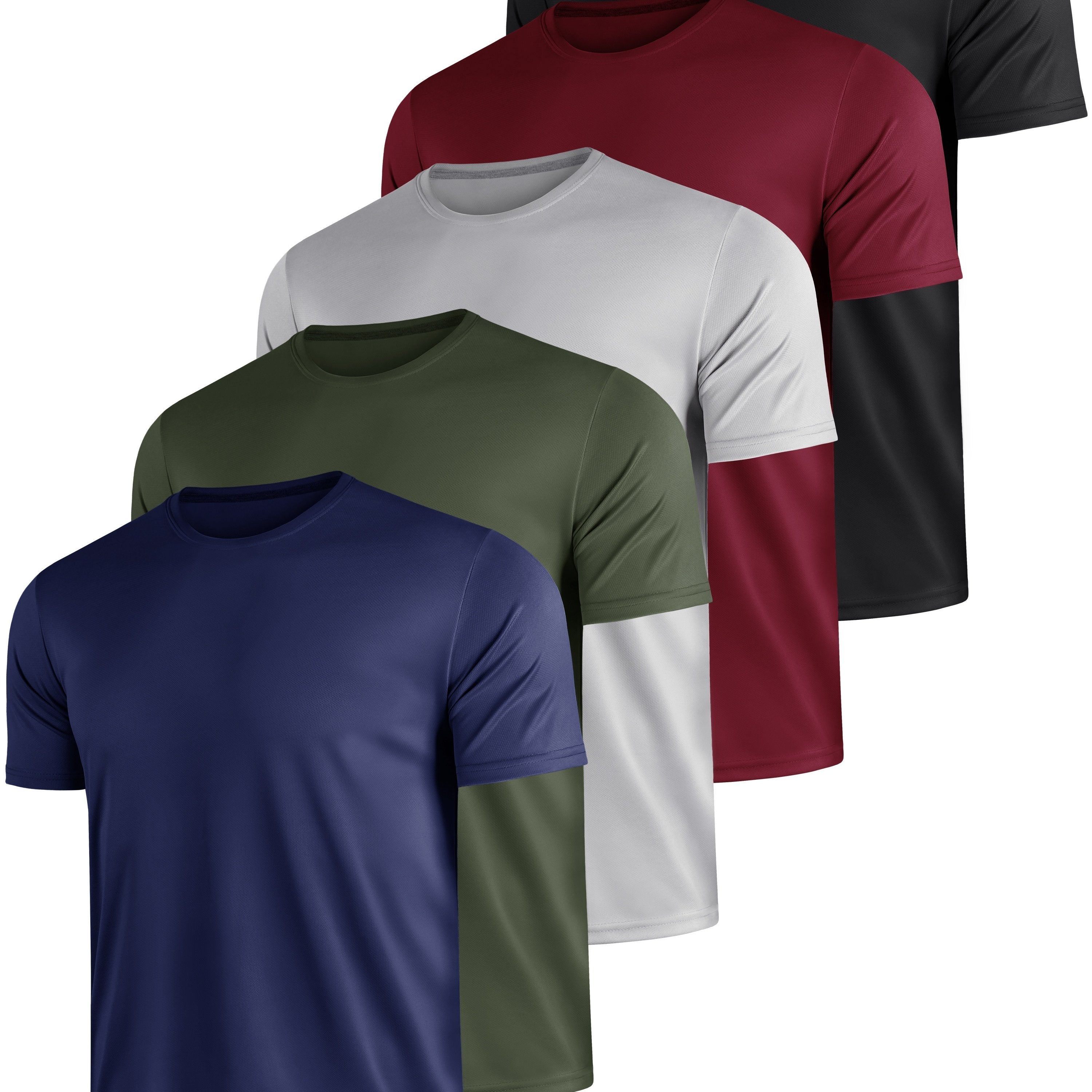 Plus Size Men's 5-Pack Sports Casual Quick Dry Breathable Running T-Shirts