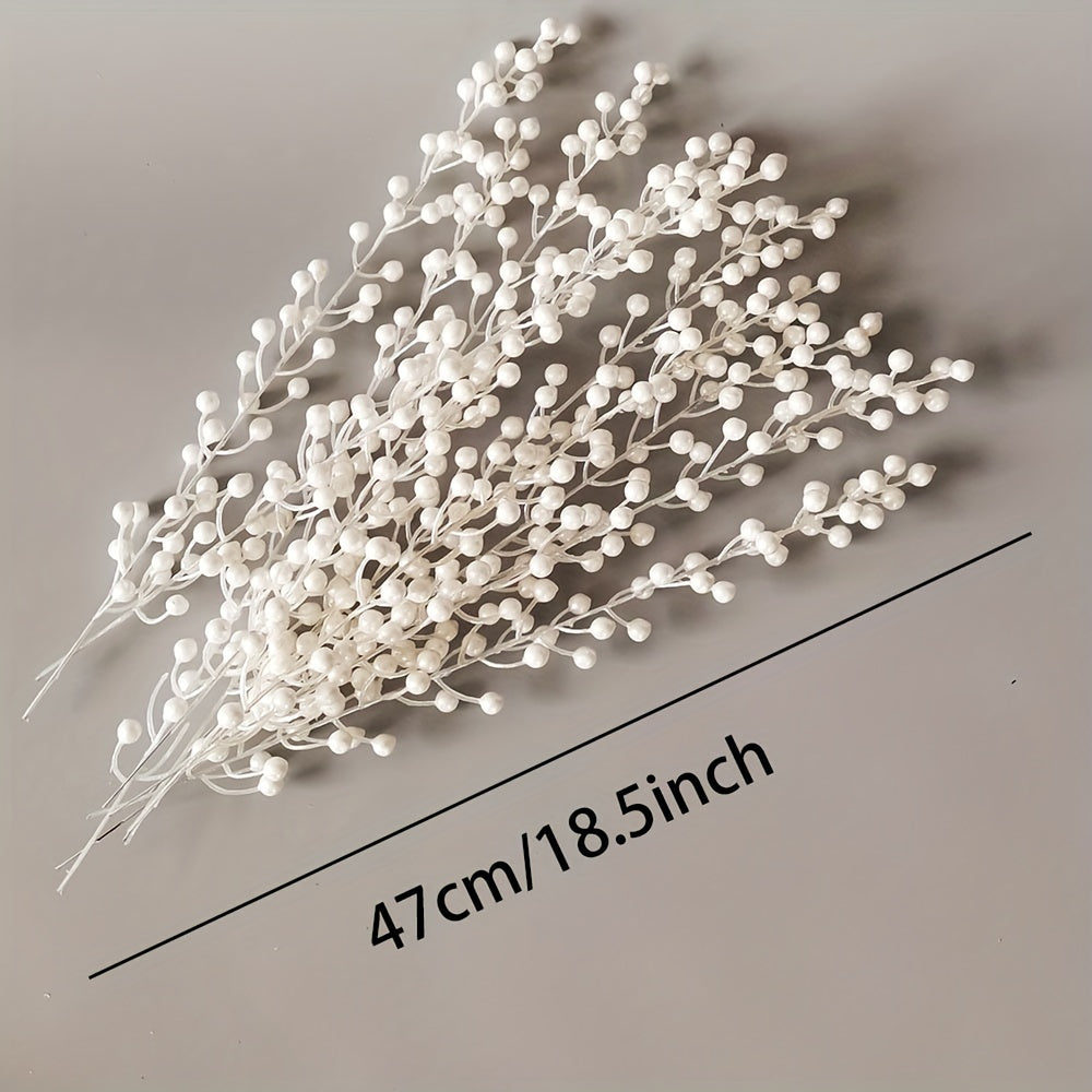 10-Pack Artificial Pearl Berry Stems for Holiday Decor and DIY Crafts