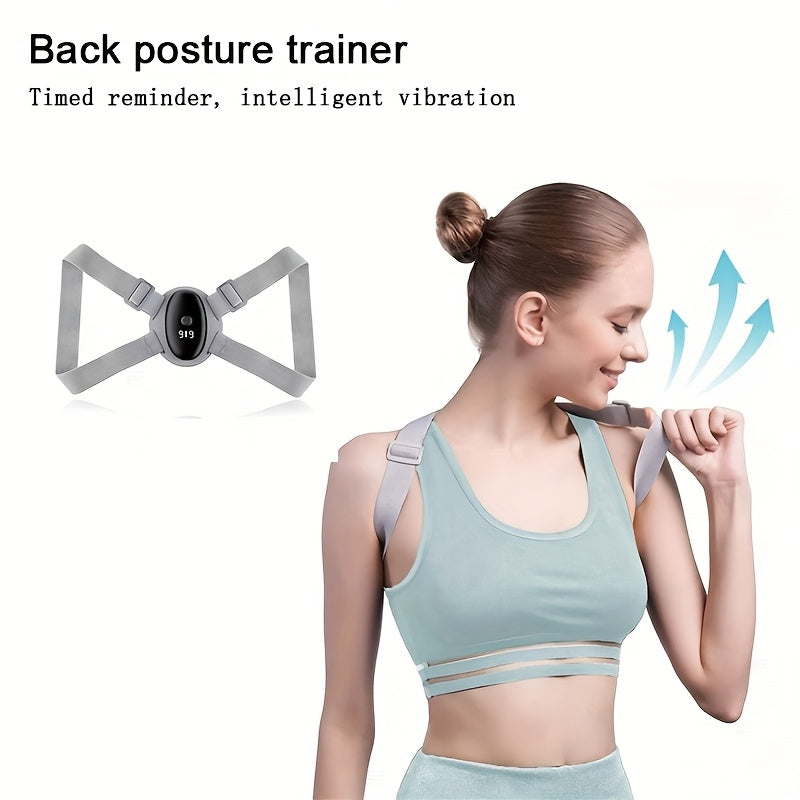 Entrenador de postura inteligente recargable con recordatorio de vibración y correa de hombro ajustable