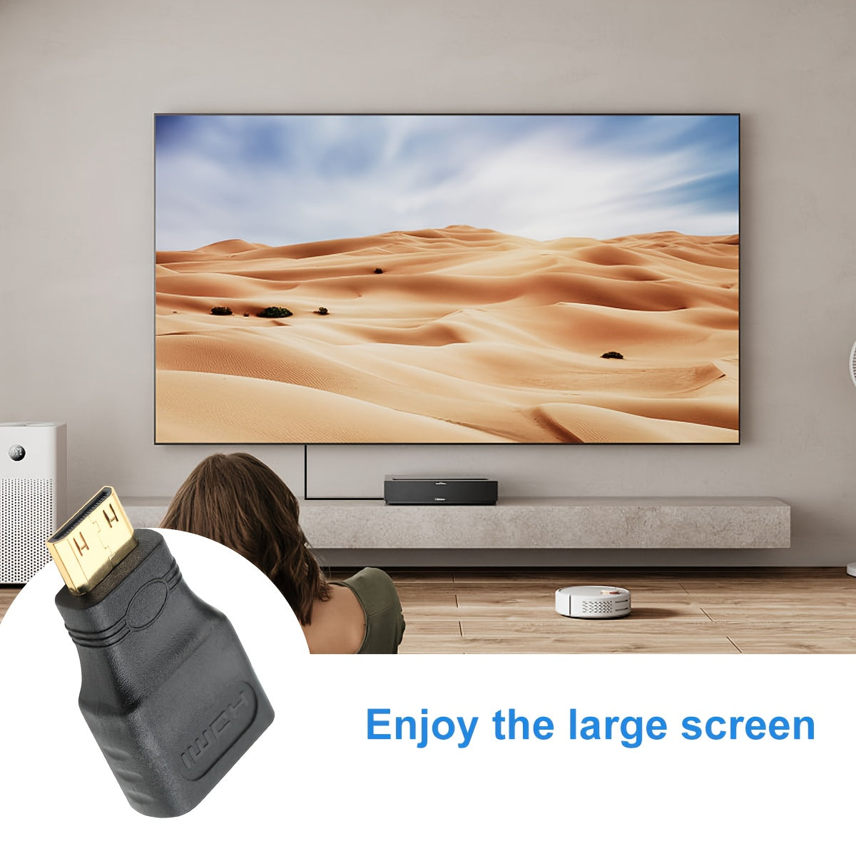 Kameralar, videokameralar, DSLRlar, planshetlar va video kartalarni standart HDTVlarga ulash uchun oltin qoplamali mini HDTV adapteri. 4K mosligini ta'minlaydi.