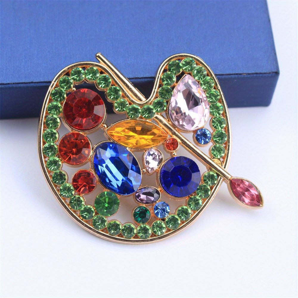 Elegant Multicolor Rhinestone Oil Painting Brooch for Women Irregular Pin Accessory for Clothing Bags Hats