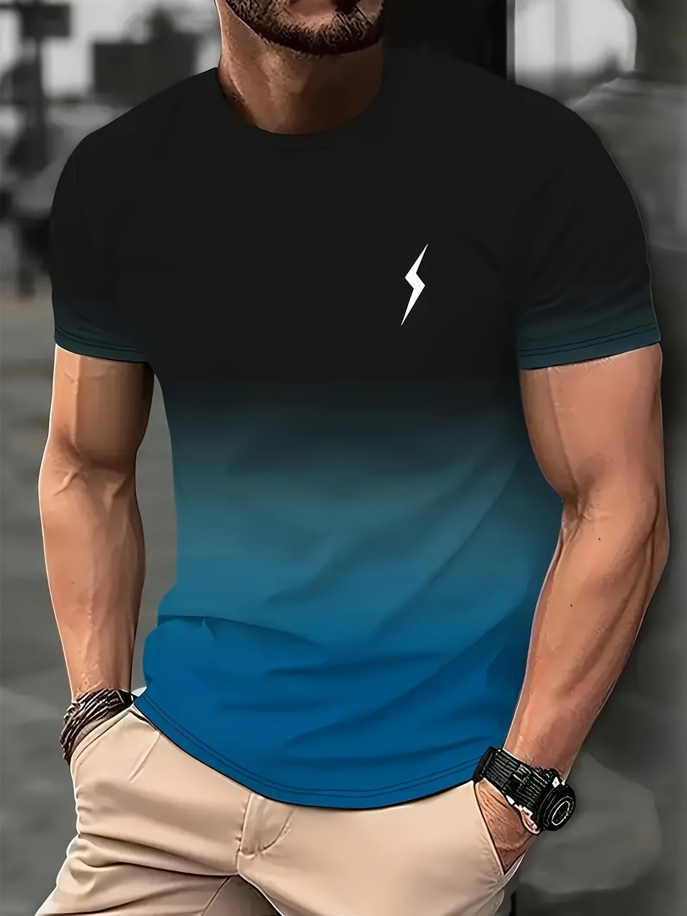 Men's 3-Pack Gradient 3D Printed Quick-Dry Polyester T-Shirts for Sports and Fitness