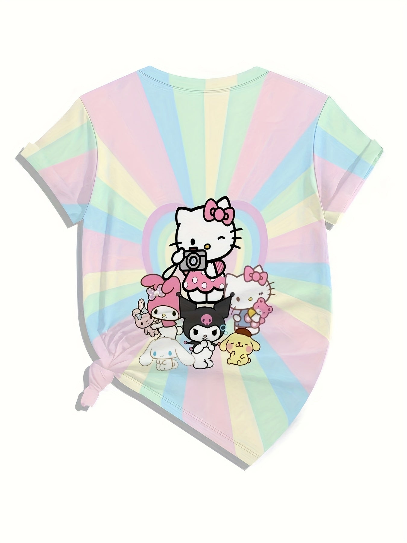 Camiseta de manga corta para mujer de algodón con gráfico de personaje de dibujos animados