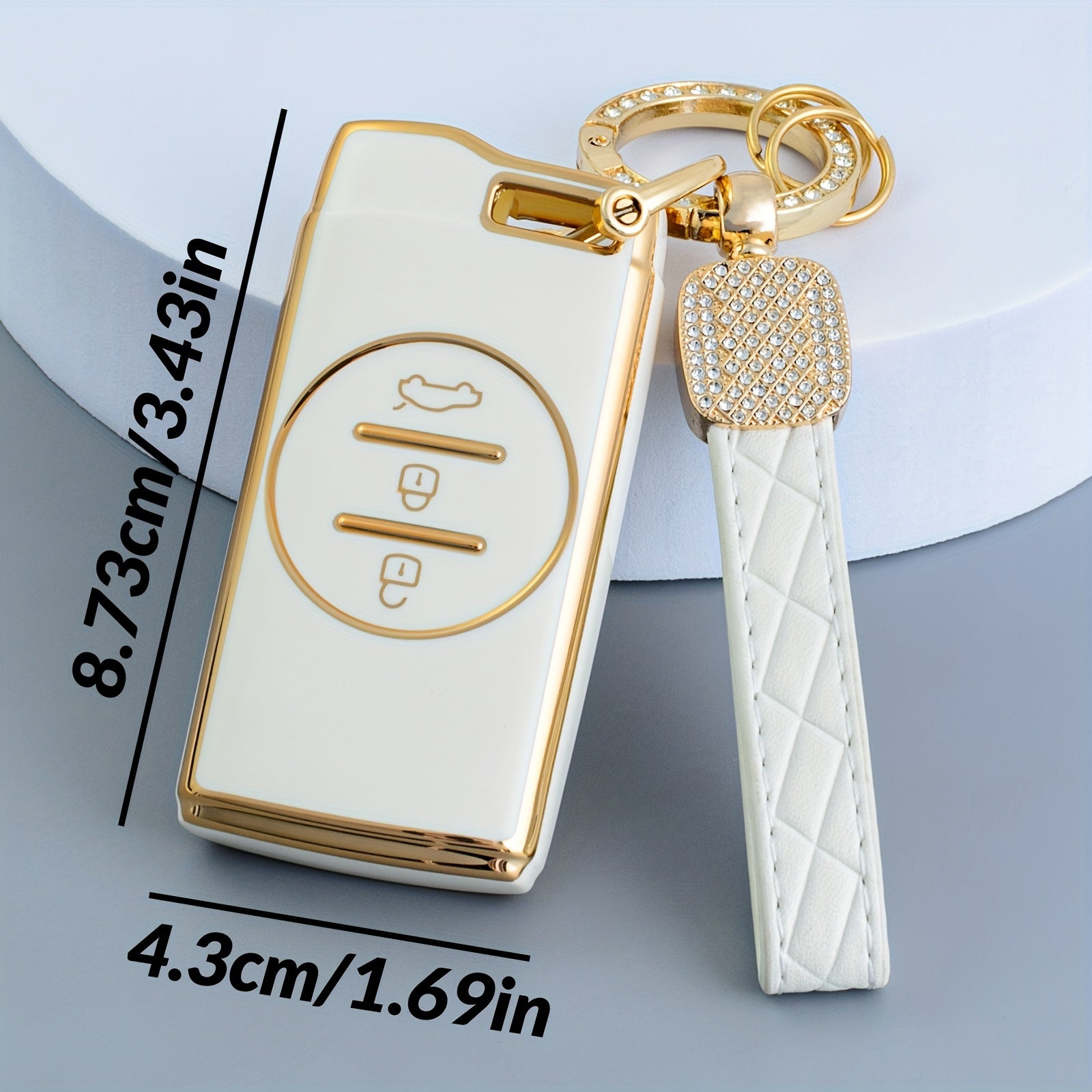 Elegant TPU Key Fob Cover with Keychain Black and Gold for SUVs
