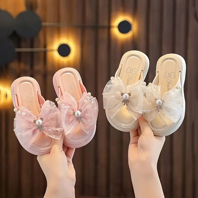 Girls Summer Floral Sandals with Bow, PVC Upper, Adjustable Strap, Infants to 14