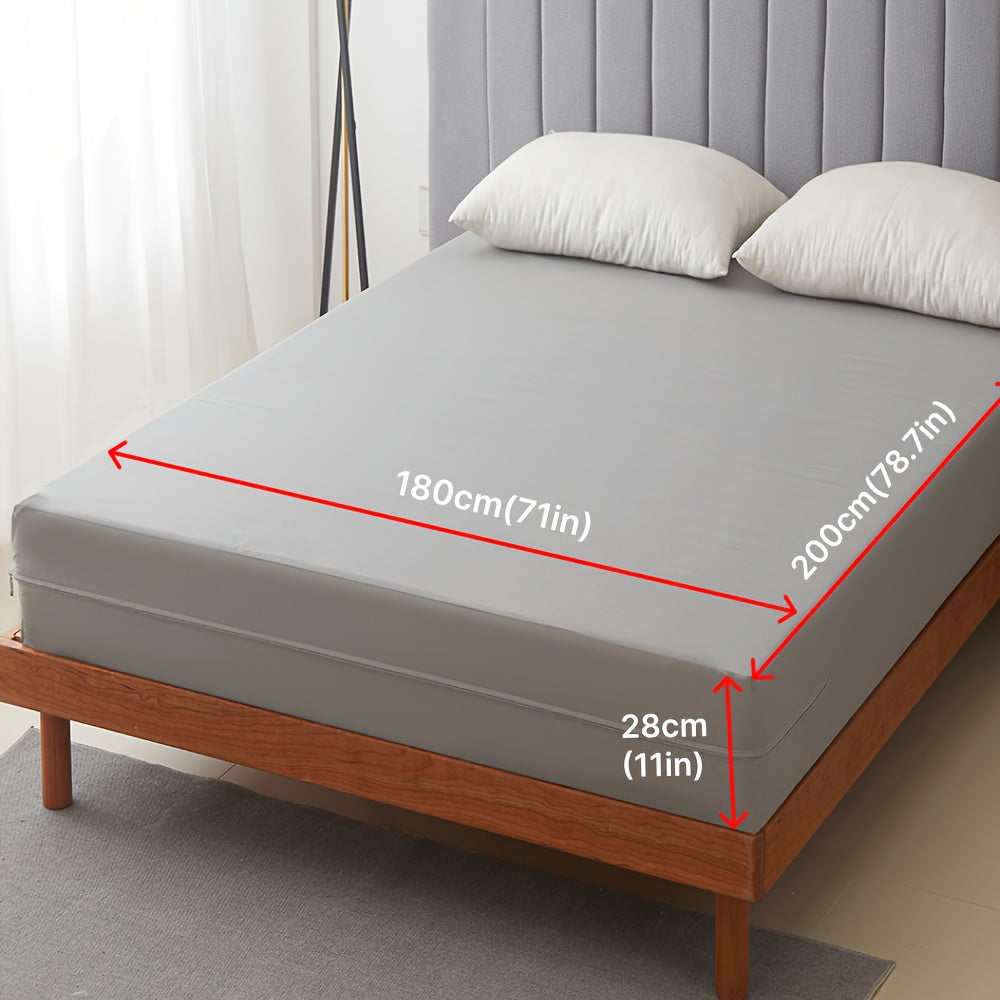 Zipper bilan suv o'tkazmaydigan matras himoyachisi, chuqur cho'ntakli mos keladigan to'shak, juft to'shak uchun, oq yoki kulrang