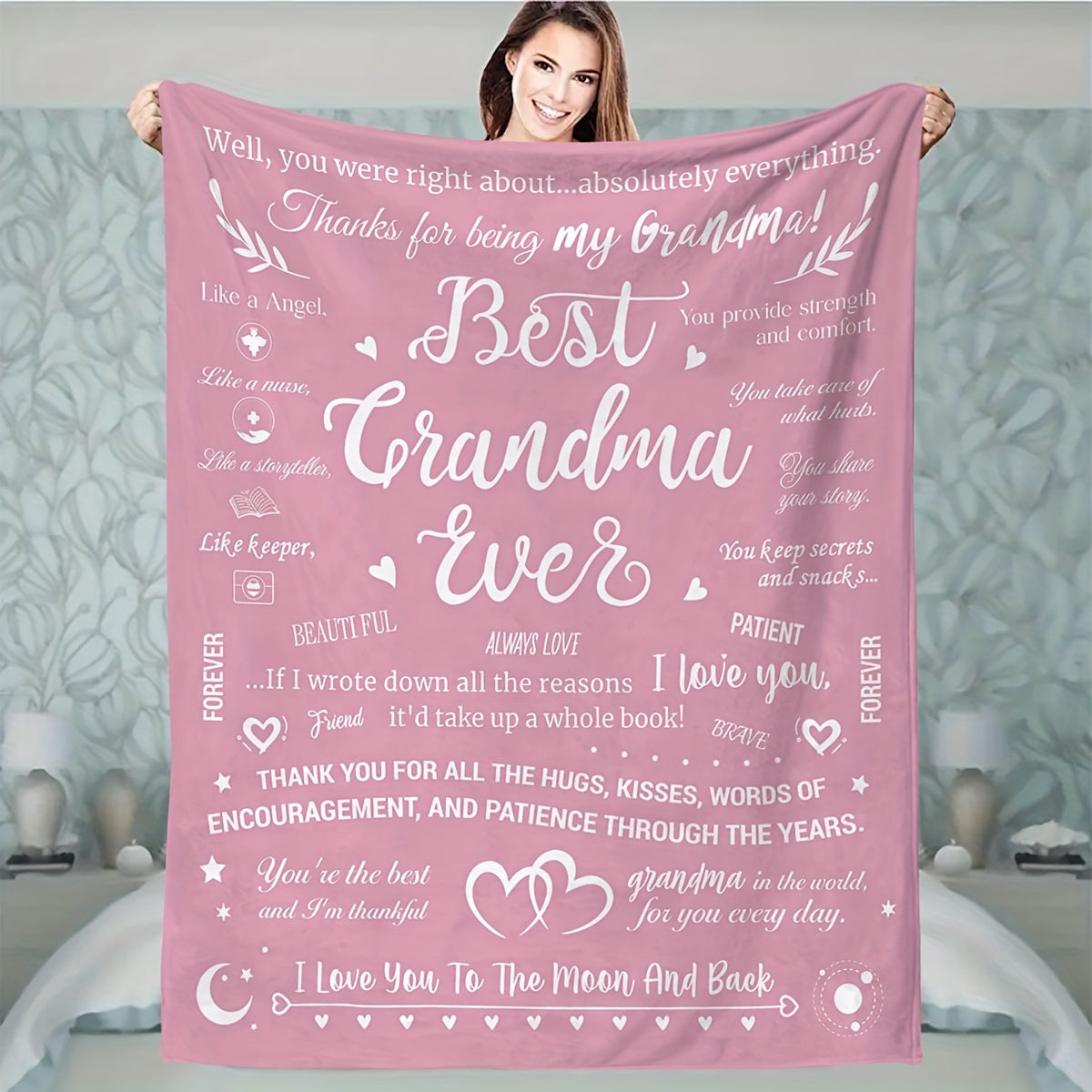 Best Grandma Ever Fleece Throw Blanket Soft Lightweight Breathable All-Season