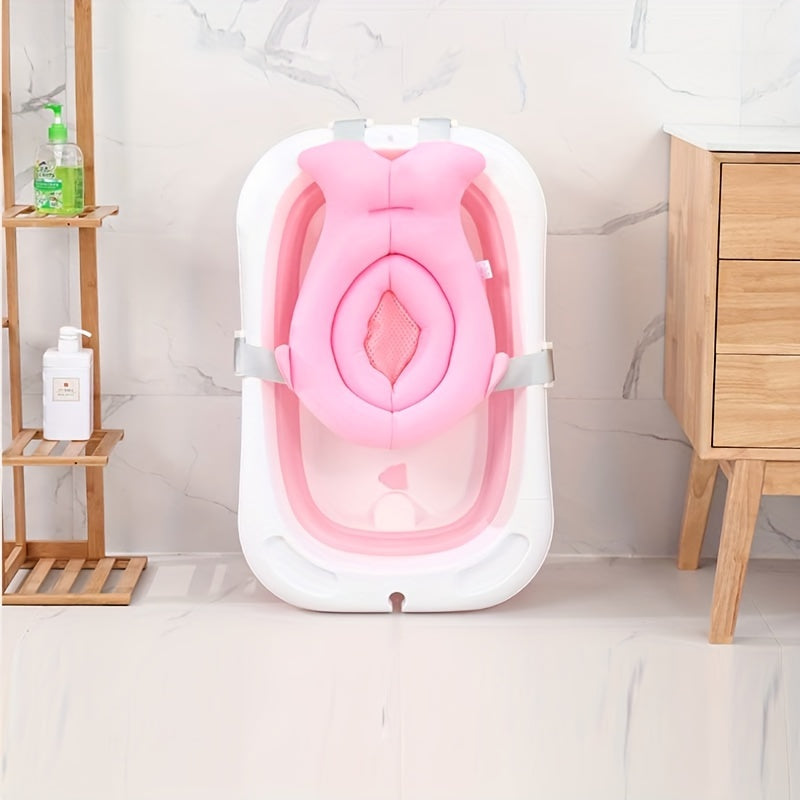 Детский нескользящий коврик для ванной с сетчатым карманом - изготовлен из мягкого полиэстера, доступен в розовом или синем цвете для детей и подростков