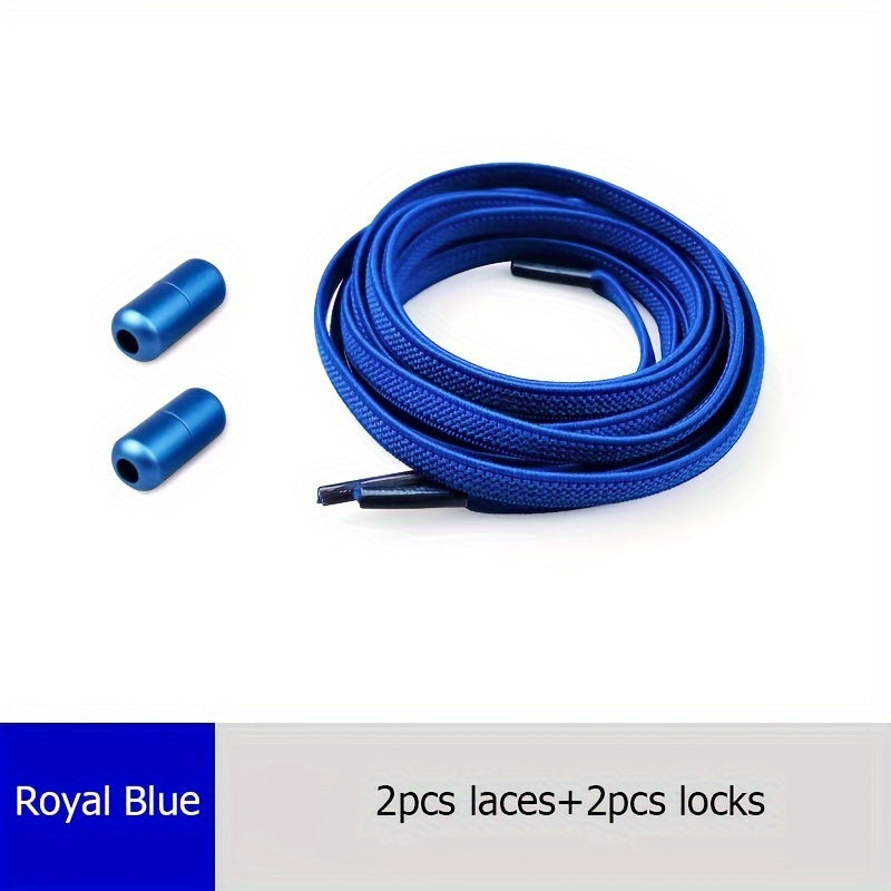 Elastic Shoelaces for Adults and Youths, Metal Caps, No Tying Needed