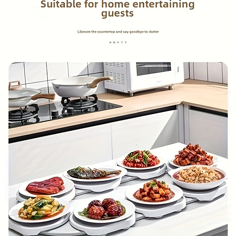 16-Piece Expandable Lazy Susan Turntable for Kitchen and Dining Rectangular Oval Tables