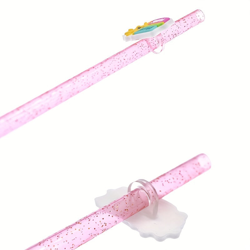 Set of 12 Plastic Donut-Shaped Straw Toppers for Parties and Gifting