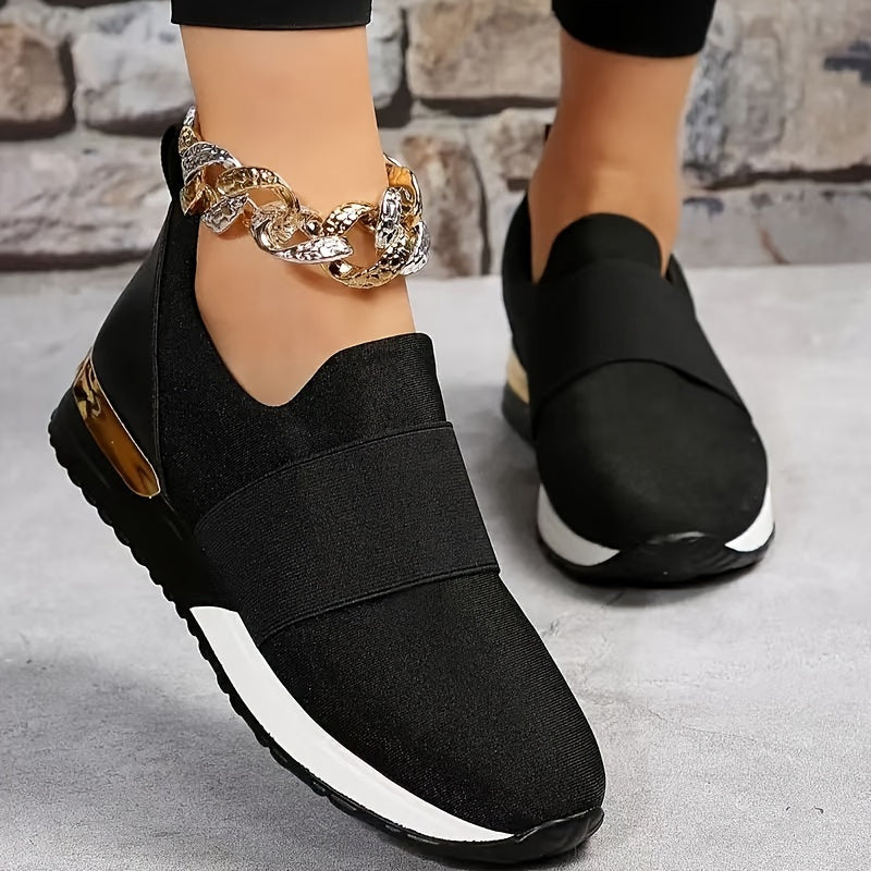 Women's Canvas Slip-On Sneakers with Mesh Lining Non-Slip Sole All-Season