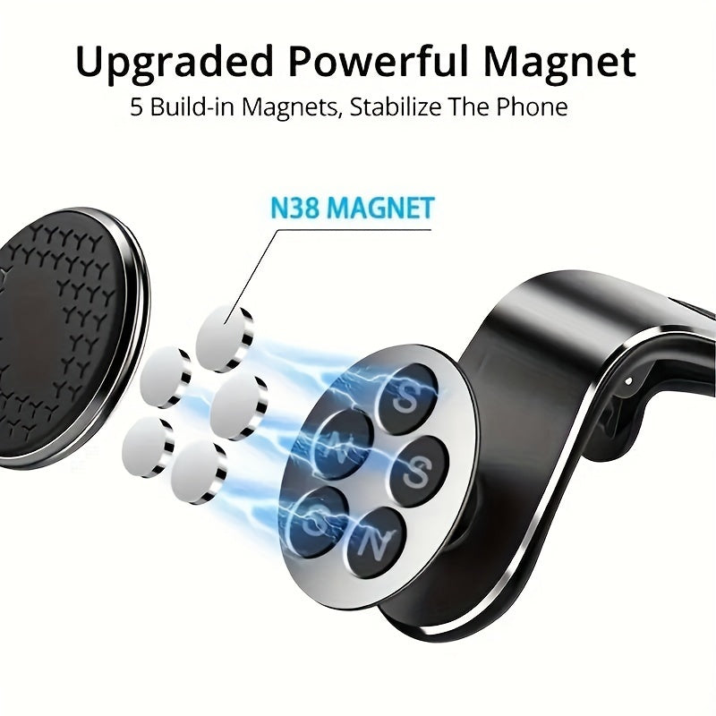 Adjustable 360° Rotatable L-Shaped Magnetic Car Phone Holder for Ventilation