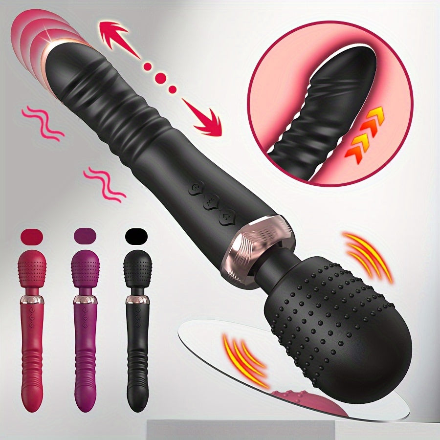 Men va Women uchun Silikonli Thrust Vibrator, Ikki Motorli G-Spot Massager