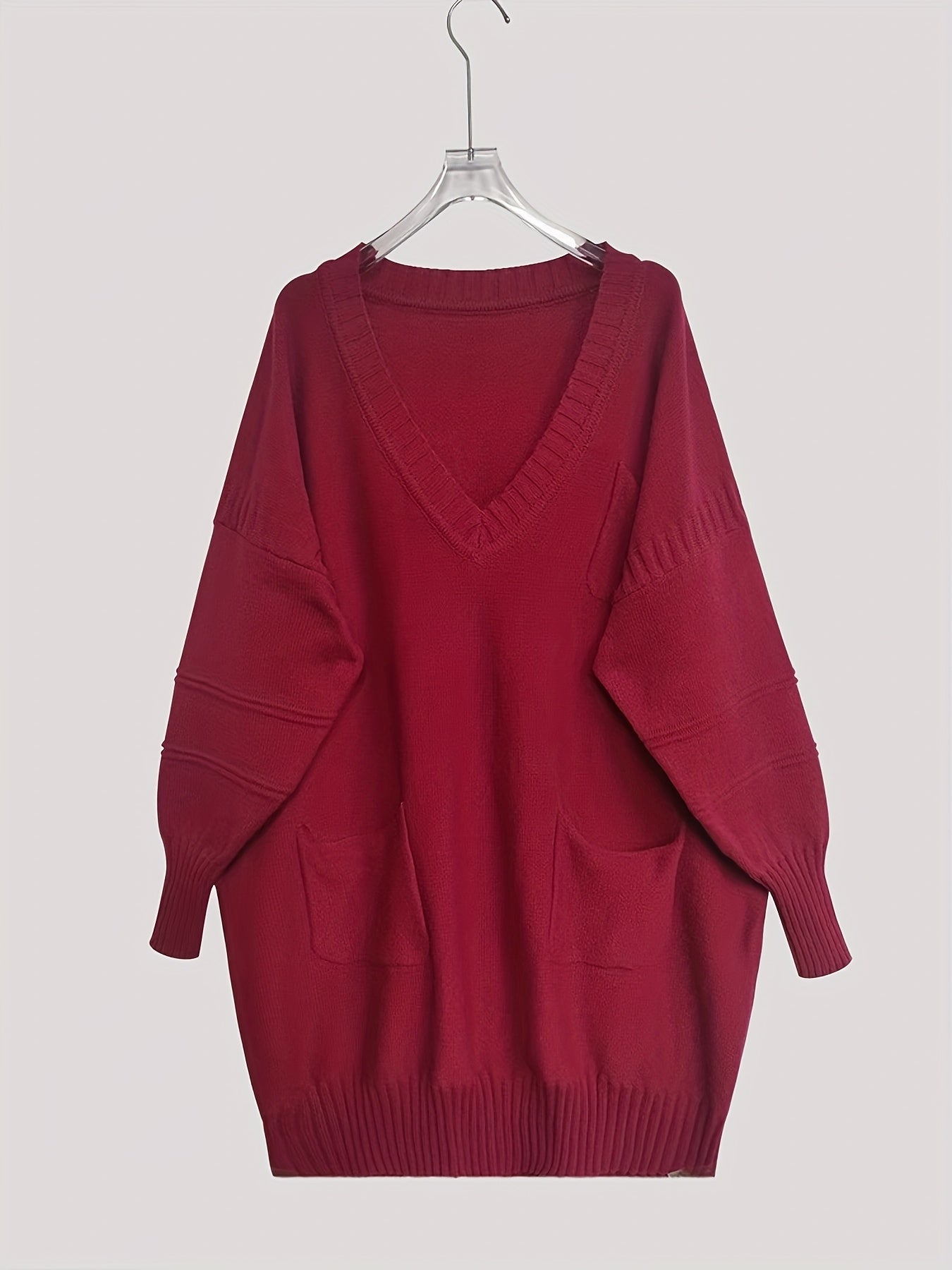 Women's V-Neck Pullover Sweater Viscose Knit Fall Winter Solid Color