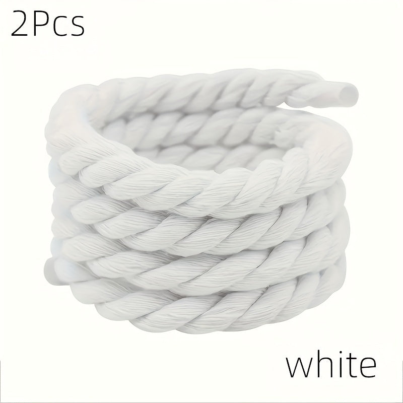 2-Pack Thick Canvas Shoe Laces for Casual Sneakers and Boots Black White Gray