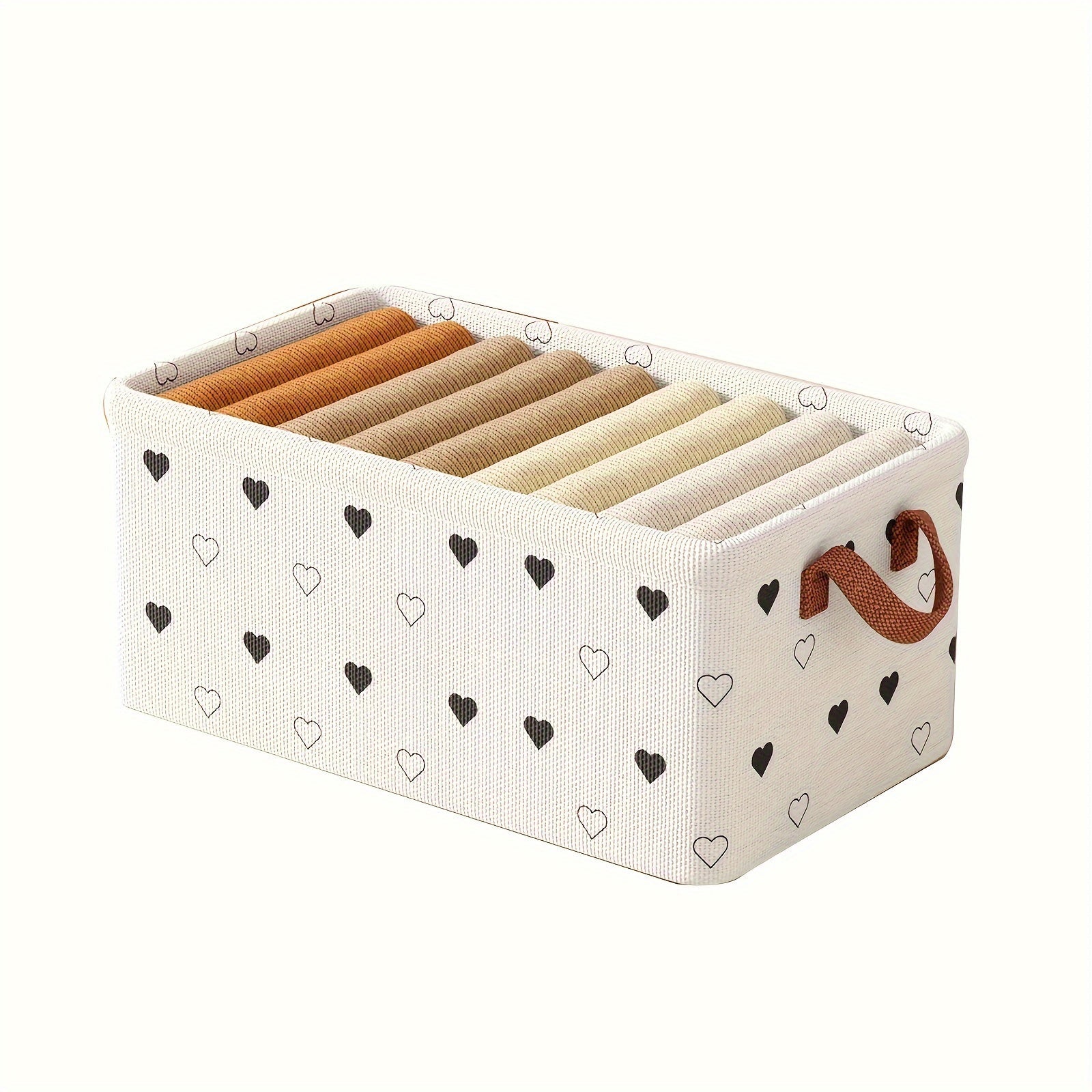 Oxford Fabric Storage Box with Handle Love Pattern for Clothes Books Snacks