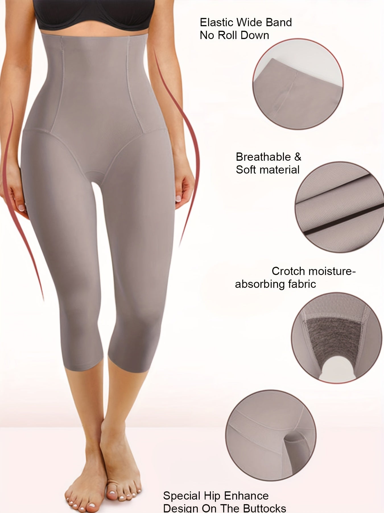 Women's Seamless High Waist Shapewear Shorts Tummy Control Butt Lifter Black Nylon Spandex