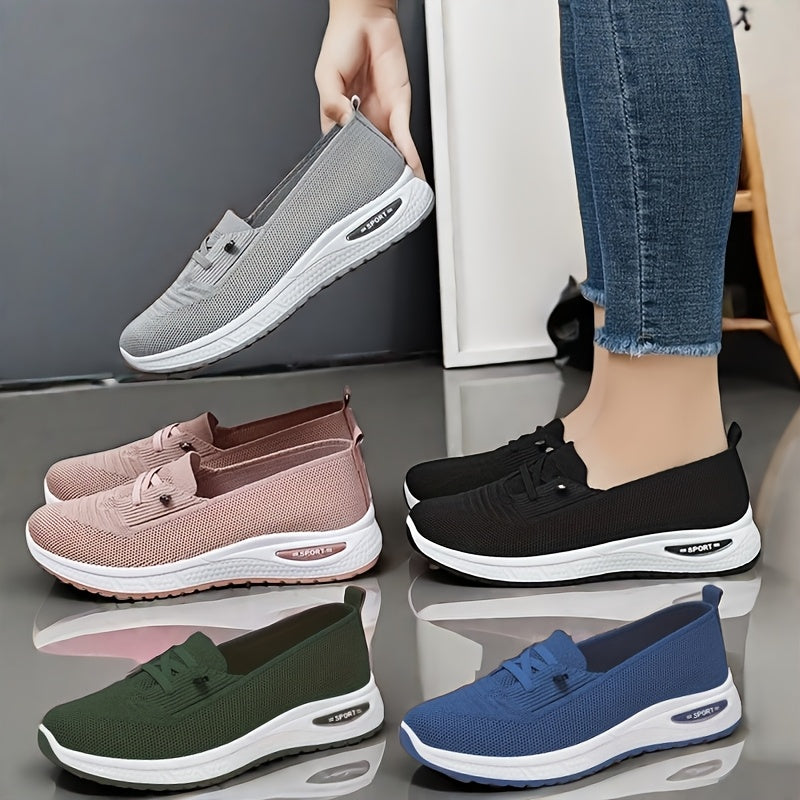 Women's Breathable Knit Slip-On Sneakers with Non-Slip Durable Soles for Casual Outdoor Walking