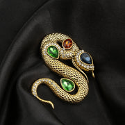 Broche antiguo de serpiente de cristal con rhinestones para chaquetas y suéteres