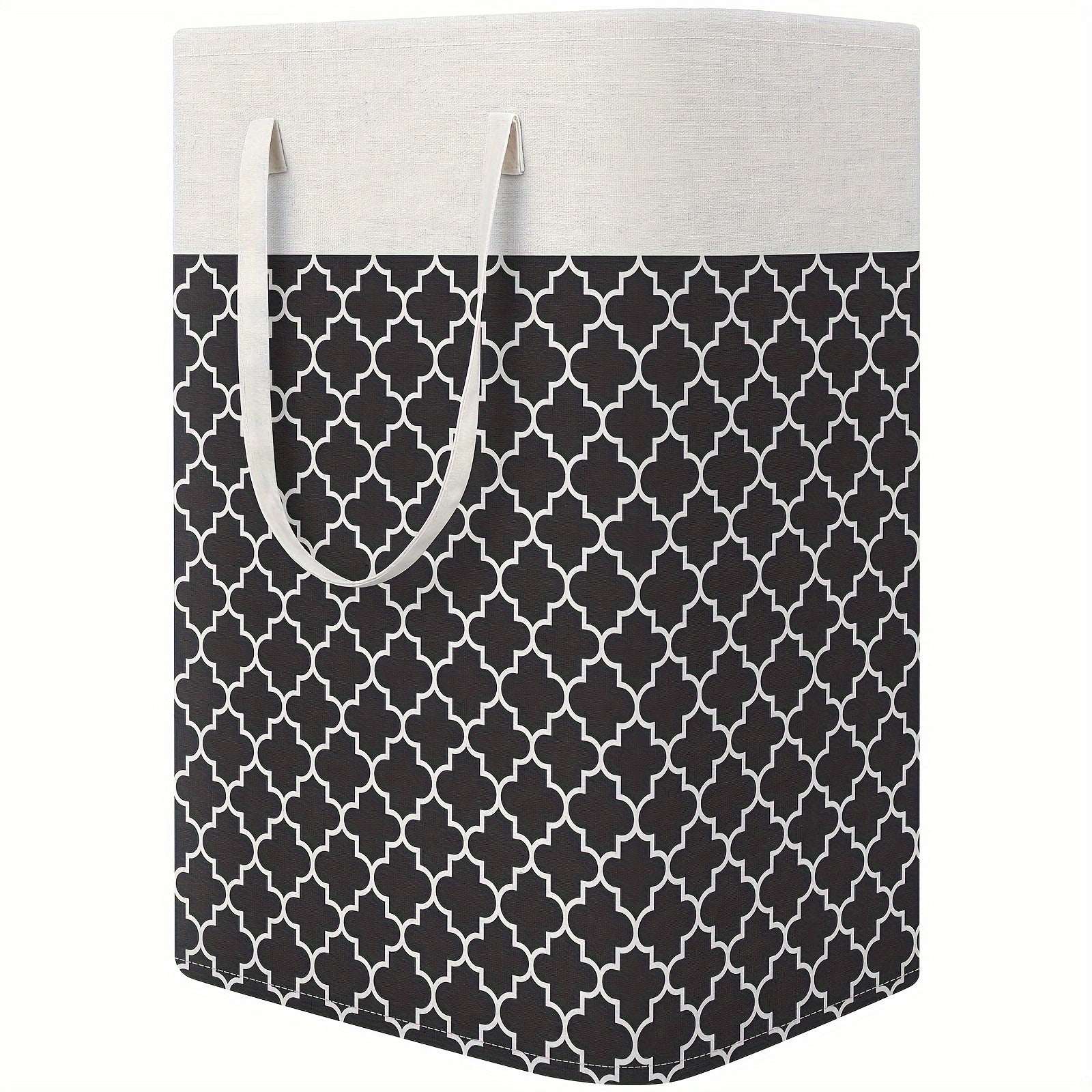 75L Waterproof Collapsible Laundry Hamper with Handles and Geometric Pattern