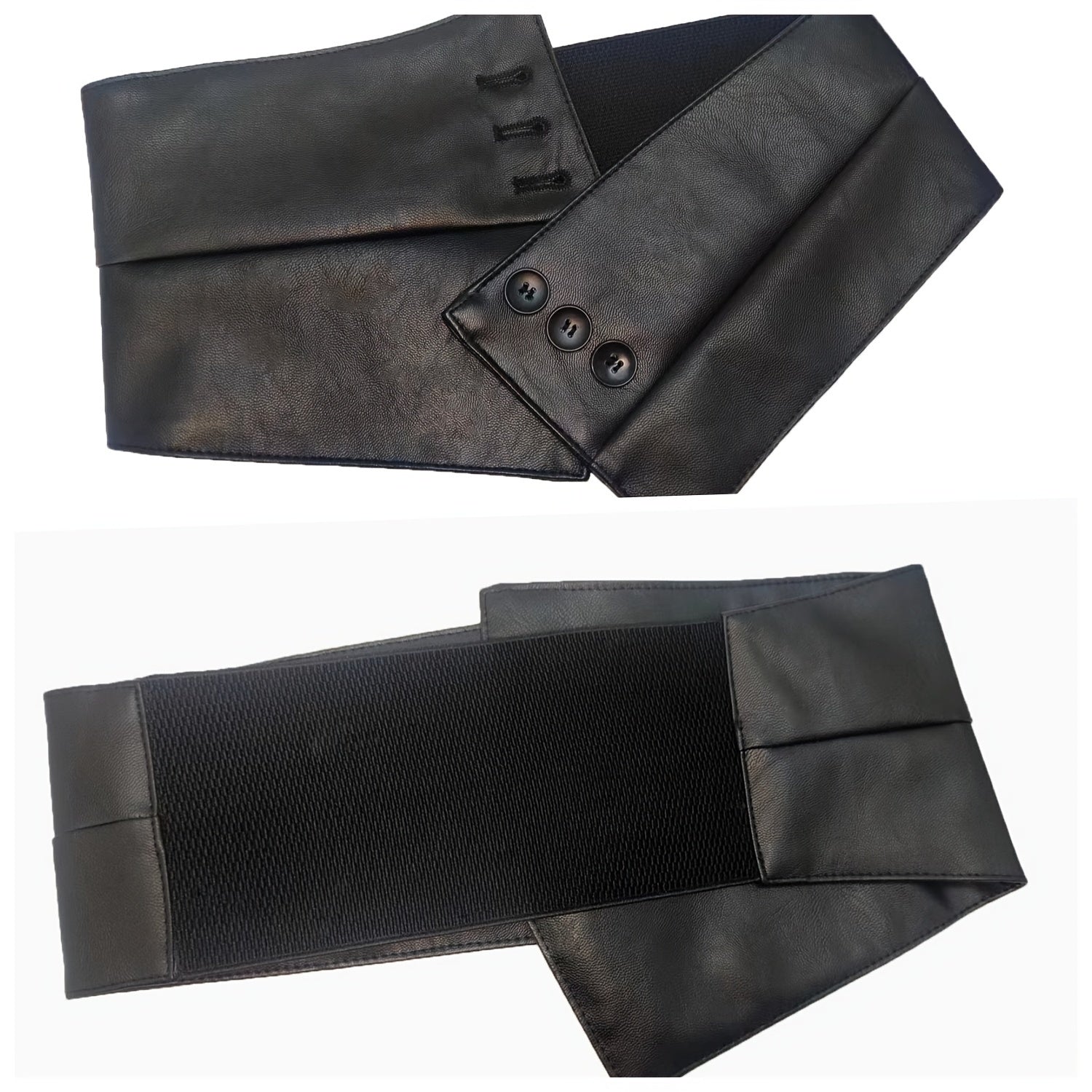 Женский широкий ремень из PU-кожи с черной кнопкой, регулируемый корсетный пояс для повседневной носки