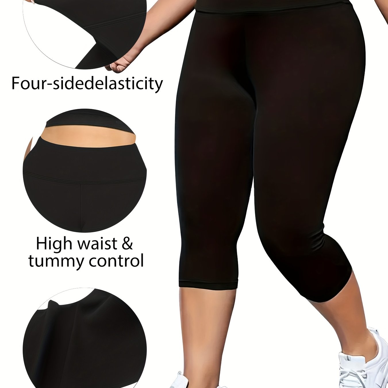 Plus Size Women's High-Waist Butt-Lifting Capri Leggings Heather Gray Stretchy Athletic