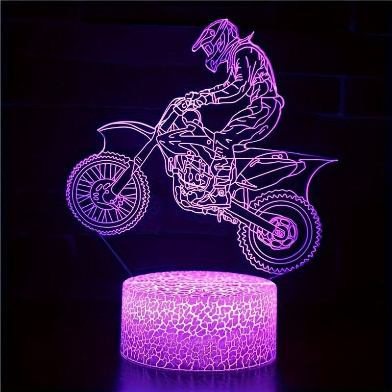 Motocross Night Light 3D with 16 Colors Touch Remote Control Gift for Boys and Friends
